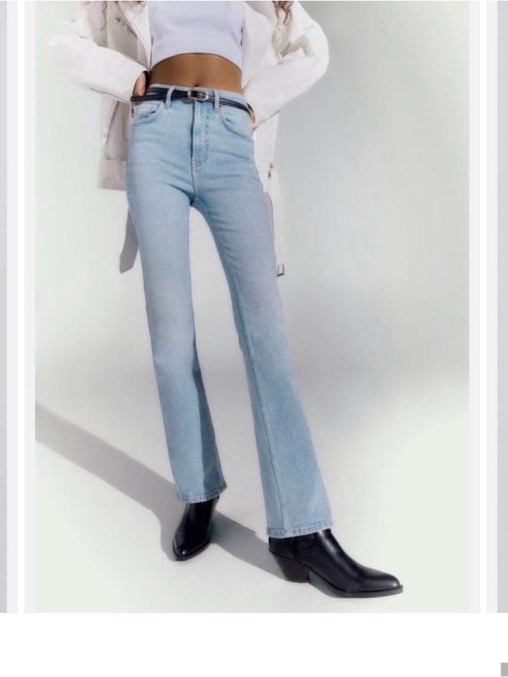 Zara Light Blue High-Rise Flare Jeans